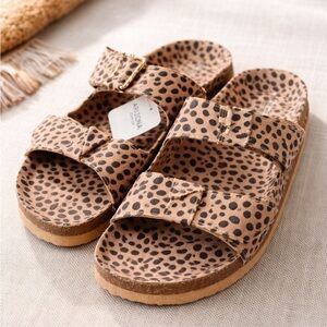 🐆 Arizona Jean Co Leopard Print Double Strap Sandals 7.5 NWT